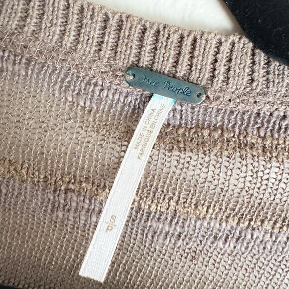 Free People Brown Earthy Long Sleeve Knit Duster Open Front Cardigan Small Boho - Picture 4 of 7